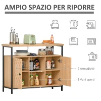 HOMCOM Credenza Moderna con 2 Ante e Vani Aperti, Mobile Consolle Multiuso in MDF e Metallo, 100x35x80cm, Rovere(m-4)