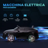 HOMCOM Macchina Elettrica per Bambini 12V con Telecomando, Velocità 3-8km/h, Luci e Musica, Età 3-5 Anni, Nero(m-6)