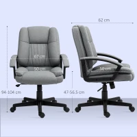 HOMCOM Linen-Look Padded Office Chair - Grey(m-3)