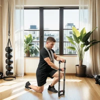 SPORTNOW Expansor de Pecho con Resistencia Ajustable de 10-50 kg para Desarrollo Muscular de Brazos 80x22x5 cm Negro(m-2)