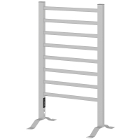 HOMCOM Toallero Eléctrico de Pared o Suelo con Función de Temporizador y 8 Barras 53x35x90 cm Plata