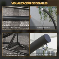 Outsunny Soporte para Silla Colgante con Base Estable Marco de Silla de Metal Soporte para Silla Columpio Ø102x195 cm Negro(m-7)