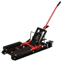 DURHAND Gato Hidráulico de Motocicletas Soporte 680 kg Elevador ATV para Garaje Pista Altura Ajustable 24-36 cm con Plataforma Almohadilla Antideslizante de Alta Resistencia 110x36x67 cm Negro y Rojo(m-11)