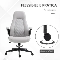 Vinsetto Sedia da Ufficio Ergonomica con Braccioli Ribaltabili e Altezza Regolabile, 67x70x112-122 cm, Grigio(m-7)