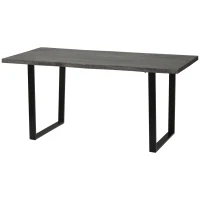 HOMCOM Mesa de Comedor Estilo Industrial con Encimera de Madera y Patas de Acero para hasta 6 Personas 160x85x75 cm Gris(m-11)