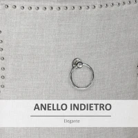 HOMCOM Sedia da Pranzo con Rivestimento in Lino e Gambe in Legno Schienale Alto Trapuntato Anello un Dietro Schienale Grigio Chiaro 56x61x92cm(m-7)