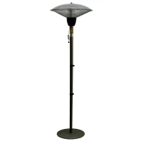 Parasol chauffant infrarouge 9 m² et IP44 chauffage d'appoint sans CO₂ dim. Ø 44 x 195 cm chauffage radiant sur pied 1500 W métal gris(m-9)