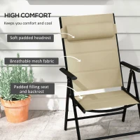 Outsunny Set of Two Padded Garden Chairs - Khaki(m-4)