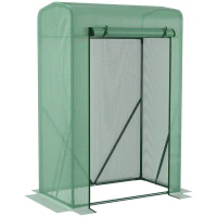 Outsunny Serre de jardin PE, serre de balcon, bâche renforcée 140 g/m², châssis en acier, porte zippée enroulable, pour légumes plantes fleurs, intérieur et extérieur, 100 x 50 x 150 cm, vert(m-1)
