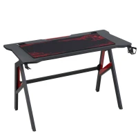 HOMCOM Scrivania Gaming Moderna con Tappetino Mouse Maxi e Accessori, 120x58x75cm - Rosso e Nero(m-1)
