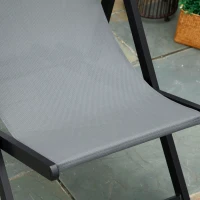 Outsunny Set of 2 Folding Garden Beach Aluminium Frame Deck Chairs Deckchairs Seaside Folding Garden Patio Lounger, Grey(m-8)