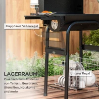 Outsunny Holzkohlegrill Smoker BBQ-Grill, 1 Ablage,inkl. Thermometer, 83 x 46.5 x 115 cm, Schwarz(m-6)