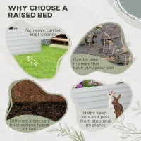 Outsunny Set of 2 Raised Beds for Garden, Galvanised Steel Outdoor Planters with Multi-reinforced Rods for Vegetables, Plants, Flowers and Herbs, 180 x 90 x 59 cm, Light Grey(m-6)