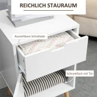HOMCOM Nachttisch Nachtkommode mit Schublade und Schrankfach Beistelltisch Nachtschrank Sofatisch MDF Natur+Weiß 40 x 40 x 71 cm(m-5)