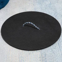 HOMCOM Pouf Poggiapiedi Rotondo con Vano Contenitore in Velluto Trapuntato, Ø60 x 40 cm, Blu Scuro(m-9)