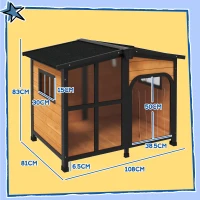 PawHut Wooden Dog Kennel with Removable Floor, Asphalt and Openable Roof, Large Window, for Large Dogs, Yellow(m-3)
