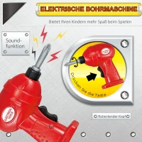 HOMCOM Kinder Werkbank Arbeitstisch Werkbanktisch mit 55 Zubehören Rollenspiel Spielzeug für Kinder von 3 bis 6 Jahren PP-kunststoff Blau+Grau  69 x 26,5 x 75 cm(m-7)