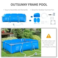Outsunny Steel Frame Pool with Filter Pump, Filter Cartridge, Reinforced Sidewalls Rust Resistant Above Ground Swimming Pool 292 x 190 x 75cm, Blue(m-7)