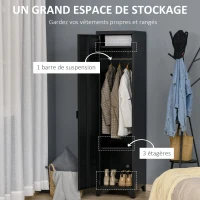 HOMCOM Armoire de Rangement compacte en métal casier style industriel avec 3 étagères, 1 tringle 43L x 50l x 180H cm(m-4)