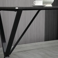 HOMCOM Bancone Bar Tavolo Alto Stile Industriale Effetto Marmo, Legno e Acciaio 120x60x102 cm, Nero(m-8)