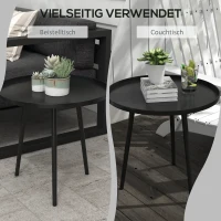 Outsunny Outdoor Beistelltisch, Gartentisch, runder Terrassentisch, Stahl, Ф40 x 50Hcm, Schwarz(m-5)
