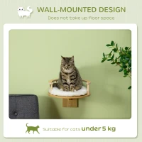 PawHut Wall-Mounted Cat Shelf with Cushion, Guardrails, 34 x 34 x 10.5cm(m-4)