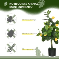 HOMCOM Juego de 2 Árboles Artificiales Decorativos Limonero y Naranjo de 60 cm Plantas Sintéticas para Decoración del Hogar(m-5)