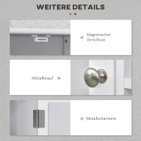 kleankin Spiegelschrank Badschrank Hängeschrank Badmöbel Wandschrank Mehrzweckschrank, Spanplatte+MDF, Weiß, 60 x 18 x 63 cm(m-7)