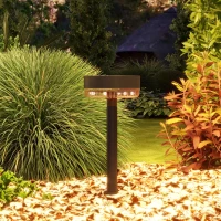 Outsunny Solar Gartenleuchten, wasserdicht, Warmweiß LED, 10-12h Betriebszeit, Schwarz(m-7)