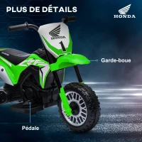 HOMCOM Moto cross éléctrique pour enfant licence Honda CRF450RL 3 roues batterie 6V enfants 18-36 mois vert(m-7)