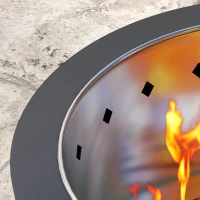 Outsunny Brasero sans fumée foyer à bois extérieur rond portable en métal avec tisonnier - diamètre 45 cm - noir(m-9)