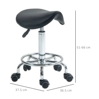 HOMCOM Salon Saddle Stool, Rolling Saddle Chair for Massage, Spa, Clinic, Beauty, Hairdressing and Tattoo, Black(m-3)