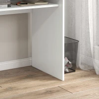 HOMCOM Modern Computer Desk, Home Office Table, Small Writing Desk with Storage Shelf, 90 x 50cm, White Wood Grain(m-8)
