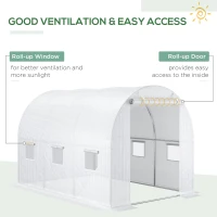 Outsunny 3 x 2 x 2m Polytunnel Greenhouse Replacement Cover ONLY Winter Garden Plant PE Cover for Tunnel Walk-in Greenhouse with Roll-up Windows Door Outdoor, White(m-4)