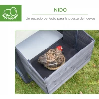 PawHut Gallinero de Madera Exterior Jaula Cercada para Gallinas con Caja Nido Corral de Metal Techo Asfáltico Bandeja Extraíble Ventana y Rampa 170x81x110 cm Gris(m-6)