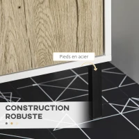 kleankin Meuble sous lavabo moderne piètement en métal double porte 60 x 30 x 60 cm - blanc et couleur bois(m-5)