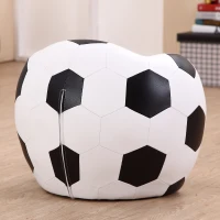 HOMCOM Kindersessel inkl. Hocker Kindercouch Kindersofa Fußball Kinderzimmer Sitzmöbel Weiß Schwarz für 3-7 Jahre alt(m-5)