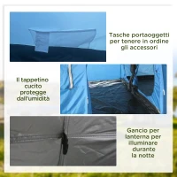Outsunny Tenda da Campeggio per 5-6 Persone con 2 Porte, Finestre e Tasche Portaoggetti, 475x315x215 cm, Blu(m-6)