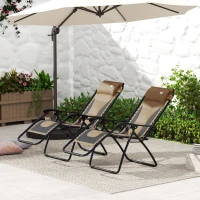 Outsunny Zero Gravity Lounger Chair Set of 2, Folding Reclining Patio Chair with Padded Seat, Cup Holder, Soft Cushion and Headrest for Poolside, Camping, Coffee(m-8)