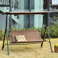 Outsunny 2-Sitzer Hollywoodschaukel Outdoor Gartenliege UV-beständig Hochwertiges Metallrohr winkeleinstellbar Braun(m-2)