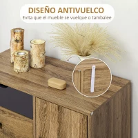 HOMCOM Cómoda con 4 Cajones Estilo Boho Cajonera de Madera con Patas de Metal para Salón Dormitorio 79x39x86 cm Marrón(m-6)