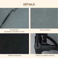 PawHut Lit chien sureleve avec parasol, lit de camp chien chat sur pieds tissu Oxford respirant, anti-UV cadre en métal sac de transport inclus couchage extérieur pour chat 161 x 46 x 61 cm gris noir(m-6)