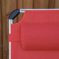 Outsunny Sonnenliege faltbar Gartenliege mit Kopfkissen Liegestuhl mit der 4-stufig verstellbaren Rückenlehne Campingliege bis 120 kg belastbar für Outdoor-Park, Garten, Rot(m-7)
