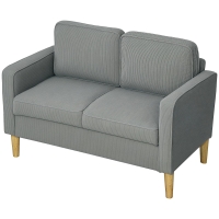HOMCOM Zweisitzer-Sofa mit Stauraum und soliden Holzbeinen, für Wohnzimmer, Schlafzimmer, 117 x 63 x 79 cm, Hellgrau