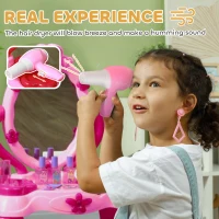AIYAPLAY Kids Dressing Table with mirror, Stool, Light, Music, 15 Accessories, for Ages 3-6 Years, Pink(m-5)