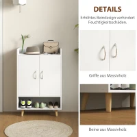 HOMCOM Schuhschrank, Schuhregal mit Türen und Regalen, für Flur, moderne Schuhkommode, Schuhablagen, 60 x 30 x 92 cm, Weiß(m-7)