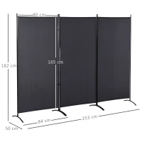 HOMCOM Lot de 2 paravents 3 panneaux dim. 2,53L x 0,5l x 1,82H m Store latéral Brise-Vue paravent sur Pied séparateur métal(m-3)