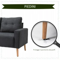 HOMCOM Divano 2 Posti Moderno in Stile Nordico con Schienale Trapuntato in Tessuto, 145x76x88 cm, Grigio(m-7)