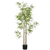 HOMCOM Plante artificielle Bambou arbre artificiel hauteur 180 cm avec pot, décoration interieur, très réaliste