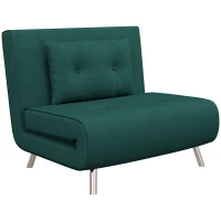 HOMCOM Poltrona Letto Singolo con Schienale Reclinabile in Velluto, 100x88x83cm, Verde Scuro(m-1)
